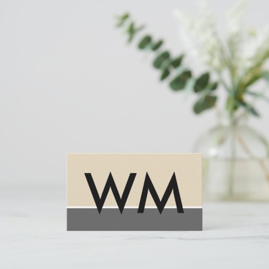 Bold Monogram Company Beige Gray Visitekaartje (Staand voorkant)
