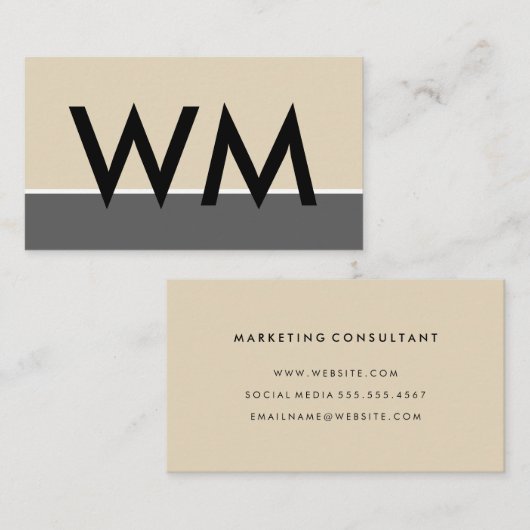 Bold Monogram Company Beige Gray Visitekaartje (Voorkant / Achterkant)