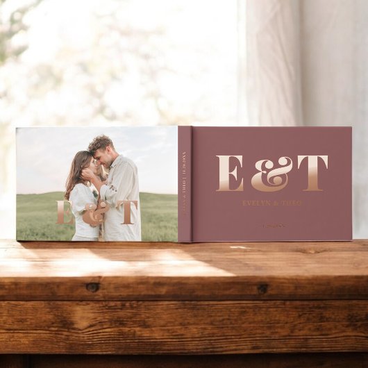 Bold Monogram Elegant Photo Wedding Guest Book Gastenboek