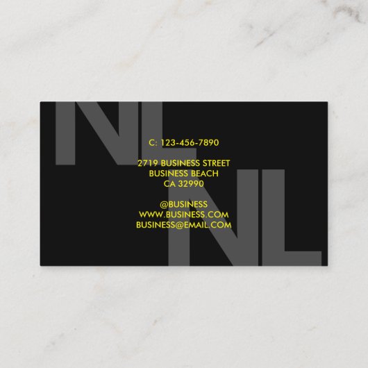 Bold Monogram Geel Zwart Witte Minimale Koel Visitekaartje (Achterkant)