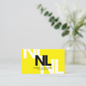 Bold Monogram Geel Zwart Witte Minimale Koel Visitekaartje (Staand voorkant)
