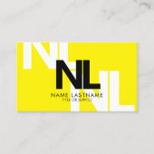 Bold Monogram Geel Zwart Witte Minimale Koel Visitekaartje (Voorkant)