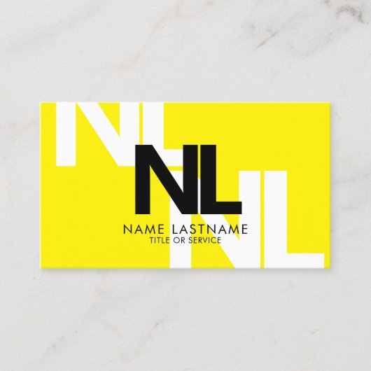 Bold Monogram Geel Zwart Witte Minimale Koel Visitekaartje (Voorkant)