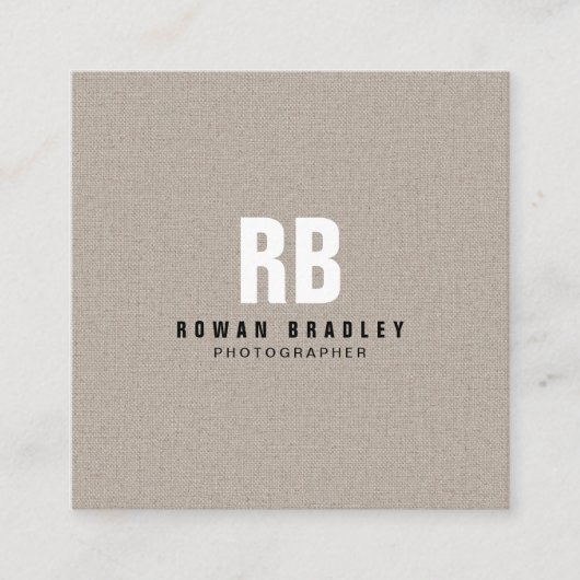 Bold Monogram Linen Or Code Professional Vierkante Visitekaartje (Voorkant)