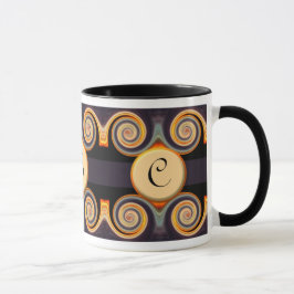 Bold Monogrammed Sunset Swirl Art Mok