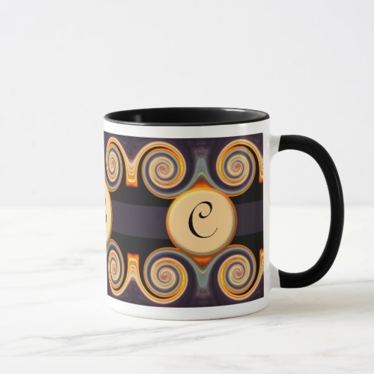 Bold Monogrammed Sunset Swirl Art Mok (Rechts)