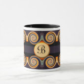 Bold Monogrammed Sunset Swirl Art Mok (Midden)