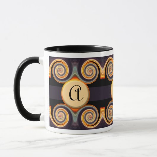 Bold Monogrammed Sunset Swirl Art Mok (Links)