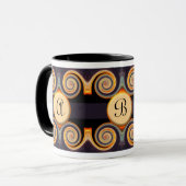 Bold Monogrammed Sunset Swirl Art Mok (Voorkant links)