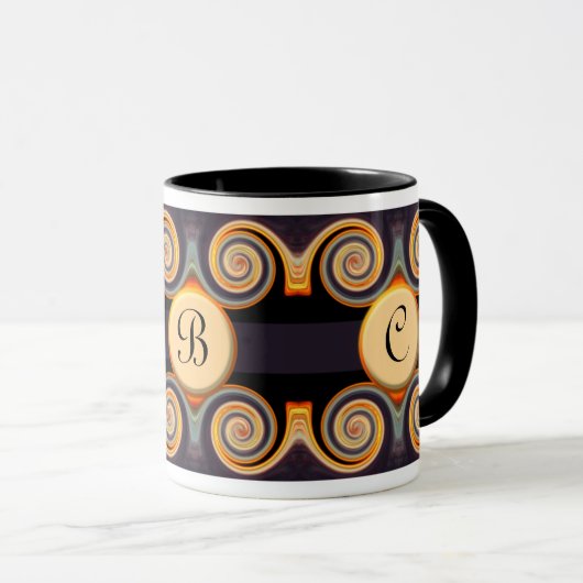 Bold Monogrammed Sunset Swirl Art Mok (Voorkant rechts)