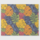Bold Monstera Leaves Tropical Wrapping Paper Cadeaupapier (Vlak)