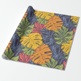Bold Monstera Leaves Tropical Wrapping Paper Cadeaupapier