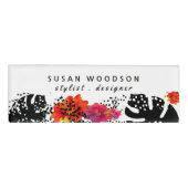 Bold Monsteral Moderne Waterverf Bloemen Naambadge (Voorkant)