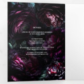 Bold Moody Bloemen Betoverde Bloemen Bruiloft Drieluik Uitnodiging (Binnenzijde eerst)