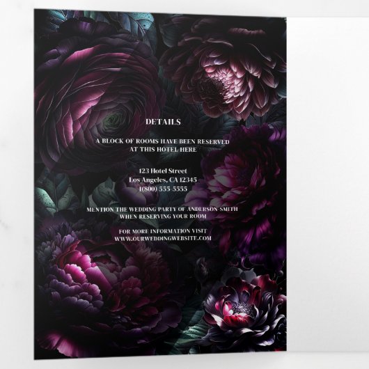 Bold Moody Bloemen Betoverde Bloemen Bruiloft Drieluik Uitnodiging (Binnenzijde eerst)