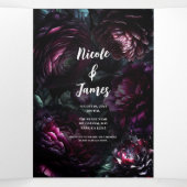 Bold Moody Bloemen Betoverde Bloemen Bruiloft Drieluik Uitnodiging (Binnenkant midden)
