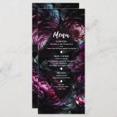 Bold Moody Bloemen Betoverde Bloemen Bruiloft Menu (Voorkant / Achterkant)