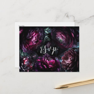 Bold Moody Bloemen Betoverde Bloemen Bruiloft RSVP Aankondigingskaart