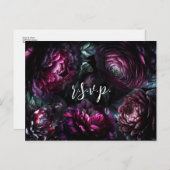 Bold Moody Bloemen Betoverde Bloemen Bruiloft RSVP Aankondigingskaart (Voorkant / Achterkant)