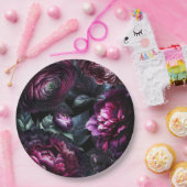 Bold Moody Bloemen Zwart Betoverde Bloemen Bruilof Papieren Bordje (Feest)