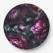 Bold Moody Bloemen Zwart Betoverde Bloemen Bruilof Papieren Bordje (Voorkant)