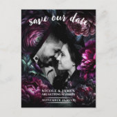 Bold Moody Flowers Enchanted Floral Save the Date Aankondigingskaart (Voorkant)
