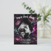 Bold Moody Flowers Enchanted Floral Save the Date Aankondigingskaart (Staand voorkant)