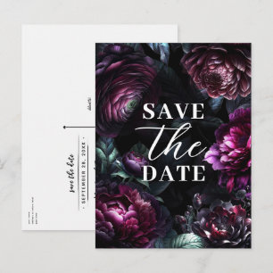 Bold Moody Flowers Enchanted Floral Save the Date Aankondigingskaart