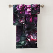 Bold Moody Flowers Zwart betoverde bloementuin Bad Handdoek (Insitu)