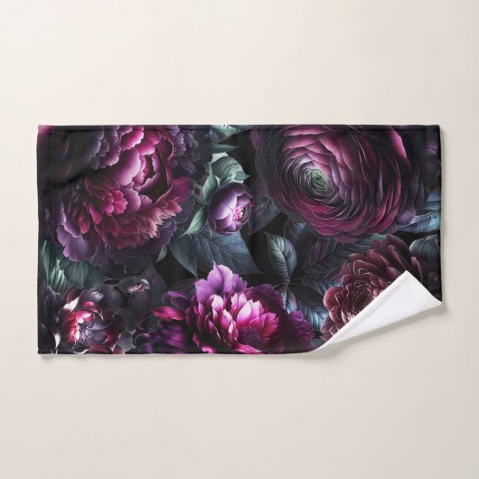 Bold Moody Flowers Zwart betoverde bloementuin Bad Handdoek (Handdoek)