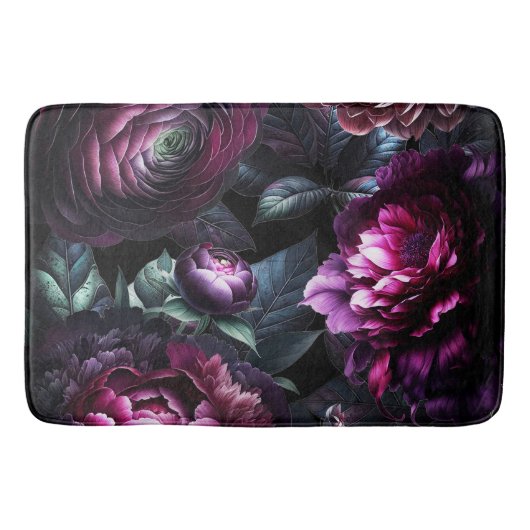 Bold Moody Flowers Zwart betoverde bloementuin Badmat (Voorkant)