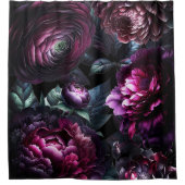 Bold Moody Flowers Zwart betoverde bloementuin Douchegordijn (Voorkant)