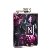 Bold Moody Flowers Zwart betoverde bloementuin Heupfles (Rechts)