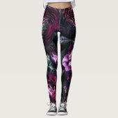 Bold Moody Flowers Zwart betoverde bloementuin Leggings (Voorkant)