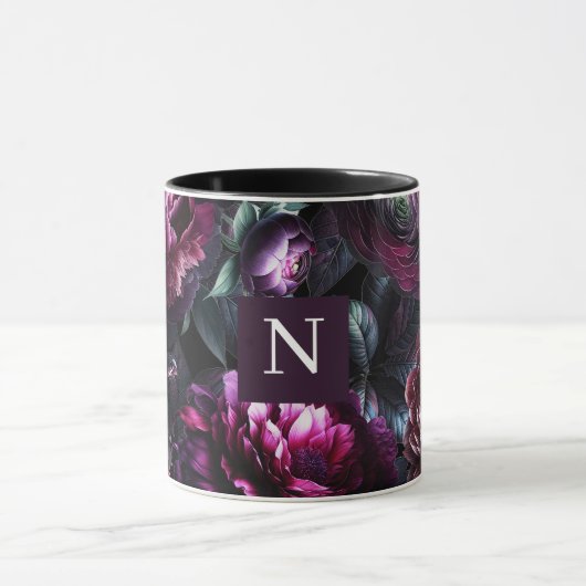 Bold Moody Flowers Zwart betoverde bloementuin Mok (Midden)