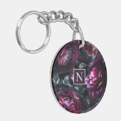 Bold Moody Flowers Zwart betoverde bloementuin Sleutelhanger (Voorkant Links)