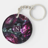 Bold Moody Flowers Zwart betoverde bloementuin Sleutelhanger (Achterkant)