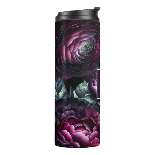 Bold Moody Flowers Zwart betoverde bloementuin Thermosbeker (Gedraaid links)