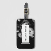 Bold Moody Painterly Flowers Black and White Bagagelabel (Voorkant (verticaal))