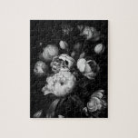 Bold Moody Painterly Flowers Black and White Legpuzzel<br><div class="desc">Vette roodschilfers zwart-wit</div>