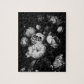 Bold Moody Painterly Flowers Black and White Legpuzzel (Verticaal)