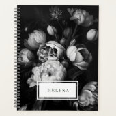 Bold Moody Painterly Flowers Black and White Planner (Voorkant)