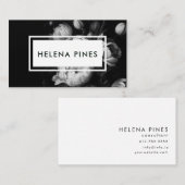 Bold Moody Painterly Flowers Black and White Visitekaartje (Voorkant / Achterkant)