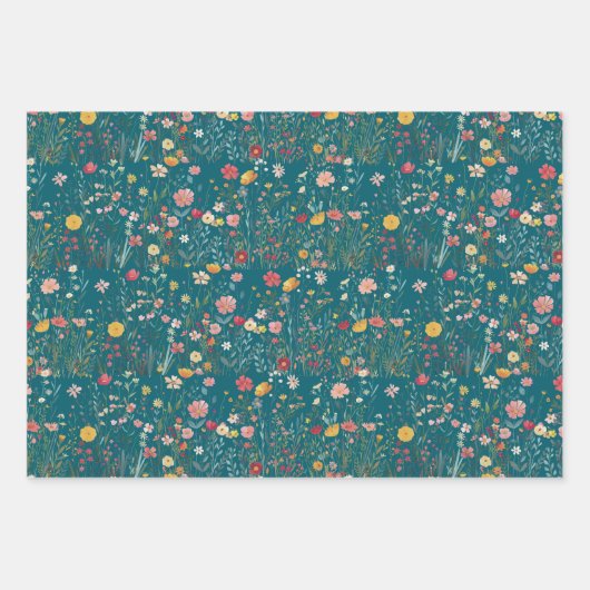 Bold Moody Romantische Kleurrijke Wildflower Garde Inpakpapier Vel (Voorkant 3)