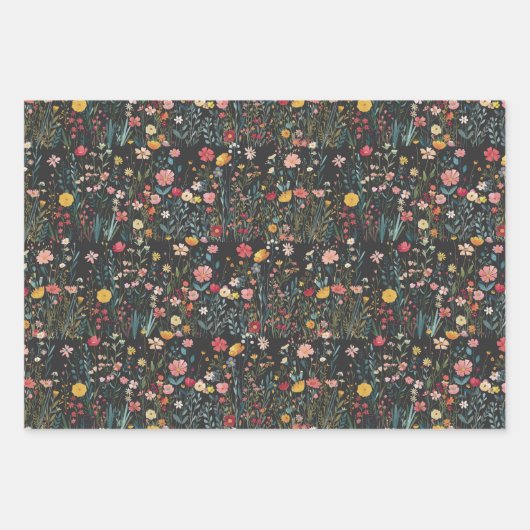 Bold Moody Romantische Kleurrijke Wildflower Garde Inpakpapier Vel (Voorkant 2)