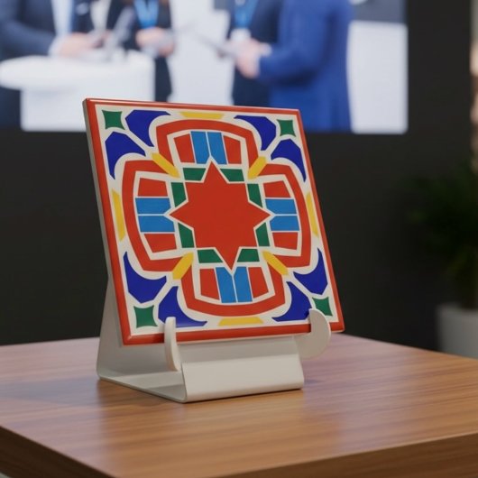 Bold Moroccan Star Ceramic Tile Red Orange Tegeltje