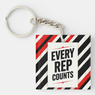 Bold Motivational Poster - "EVERY REP COUNTS" Sleutelhanger