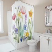 Bold Multi-Color Spring Wildflowers Douchegordijn (In situ)