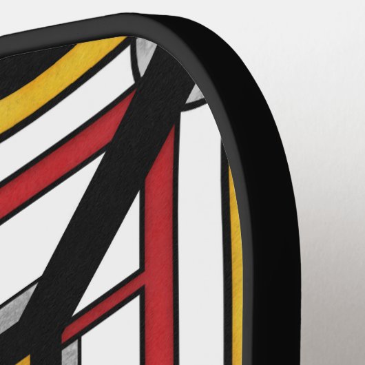 Bold Multicolor Deco Geometric Abstraction Pickleball Paddle (Links Detail)