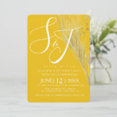 Bold Mustard Yellow Gold Foil Pampas Wedding Suite Kaart (Staand voorkant)